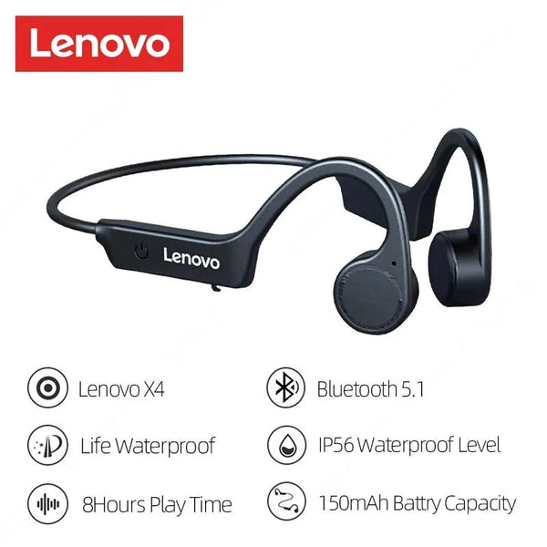 Bluetooth #202 =  Lenovo X4 Bone Conduction Earphones Wireless Headphones Bluetooth white