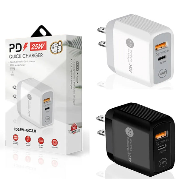 Power Adapter #233 = 25W Type C, USB-A Wall Charger Quick Charger