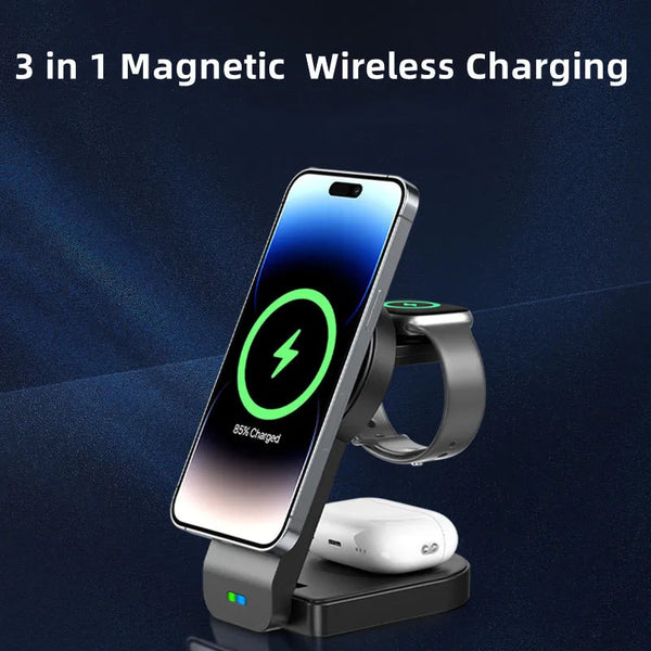 Wireless Charger #238 = 115W Magnetic 3 in 1 Foldable Wireless Charger Stand