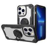 iPhone Case #81 = Carbon Fiber Design Fused Magnetic Ring Stand Case Cover iPhone