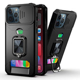 iPhone Case #83 =  Multi-Functional Card Magnetic Ring Stand Hybrid Camera Case Cover iPhone