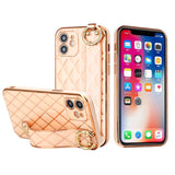 iPhone Case #107 = lavished Chromed Grid Design Thick TPU with Strap for iPhone