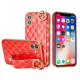 iPhone Case #107 = lavished Chromed Grid Design Thick TPU with Strap for iPhone