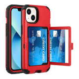 iPhone Case #111 =  Card Holder (Upto 2) with Mirror Hybrid Shockproof Case Cover for iPhone