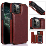 iPhone Case #117 = Luxury Side Magnetic Button Card ID Holder PU Leather Case Cover for iPhone