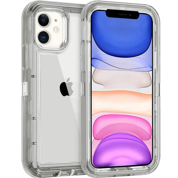 iPhone Case #153 = heavy duty 3 IN 1 Transparent Shockproof Phone Cases for iPhone