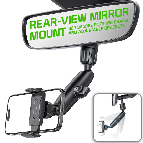 Mount Holder #155 = Rear-View Mirror Phone Mount, 360° Rotating