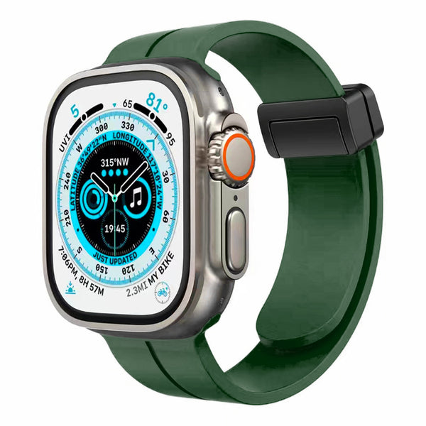 iWatch Accessories #16 = For Apple Watch Size 38/40/41mm Magnetic Buckle Premium Silicone Watch Band - Midnight Green