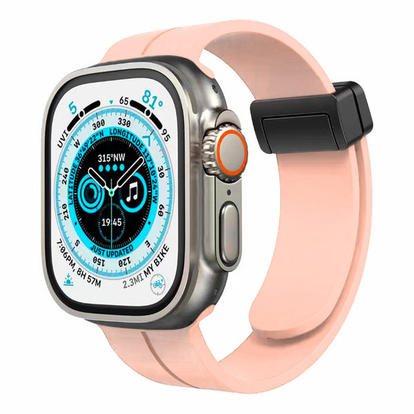 iWatch Accessories #18 = For Apple Watch Size 38/40/41mm Magnetic Buckle Premium Silicone Watch Band - Rose Gold