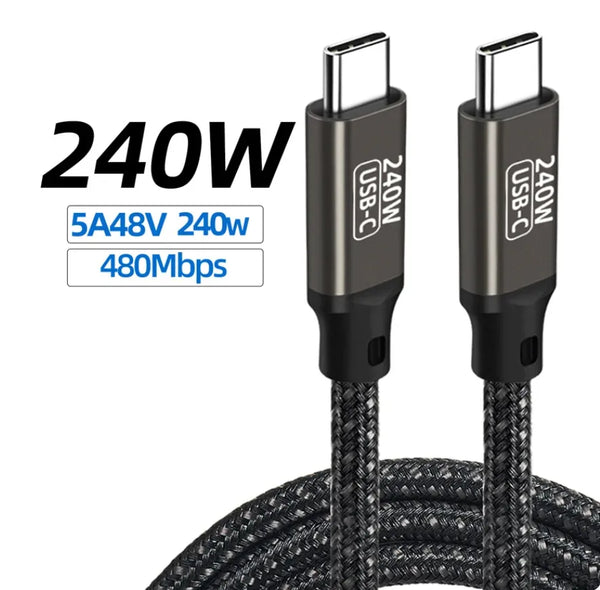 Type C charger Cable #200 = 240W USB3.1 480Mbps Type C to C Cable 3FT  for iphone 15, All Samsung