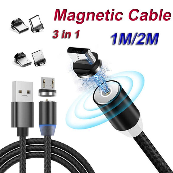 Type C charger Cable #203 = 10w 3 in 1 Adapter Magnetic USB-A TO Type C, LIGHTING, MICRO cable  for iphone 15, All Samsung