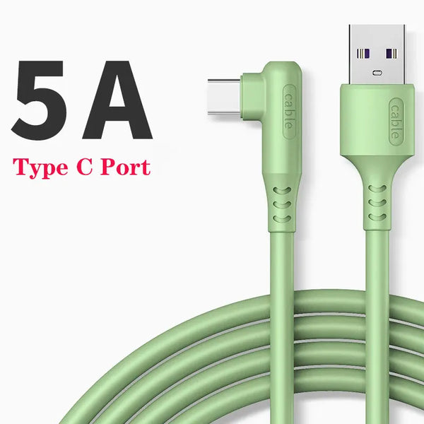 Type C charger Cable #204 = 90 Degree Elbow 5A USB Cable Fast Charging USB-A TO Type C  for iphone 15, All Samsung