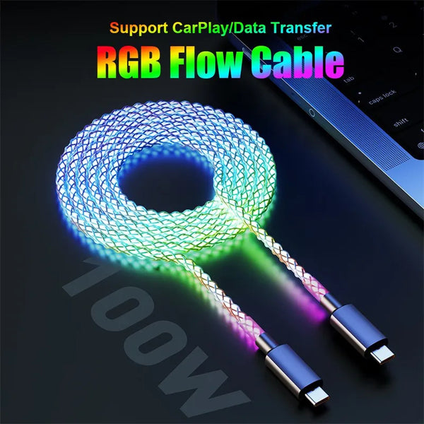 Type C charger Cable #205 = 6A 100W LED Cable Fast Charging Type C TO Type C  for iphone 15, All Samsung