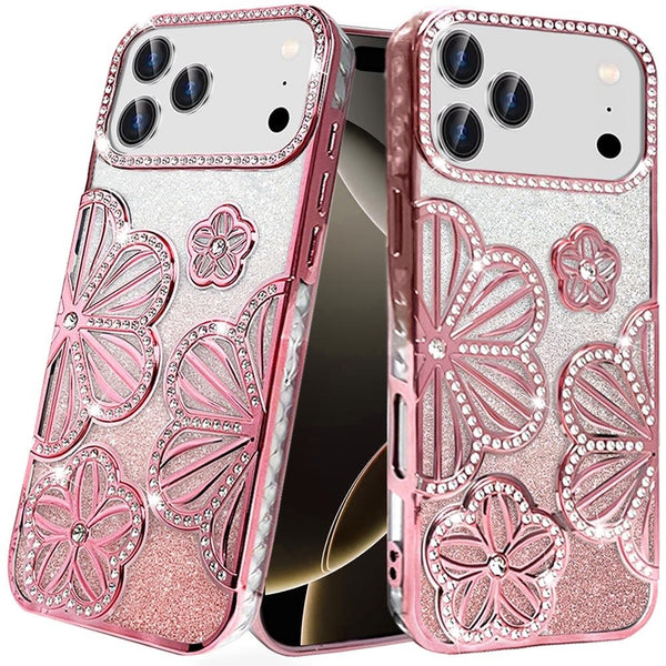iPhone Case #228 = Shimmer Glitter Floral Design Thick TPU Case Cover