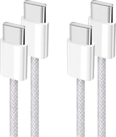 Type C charger Cable #234 = 60W USB C to USB C 1 Cable 3ft Long Braided WHITE