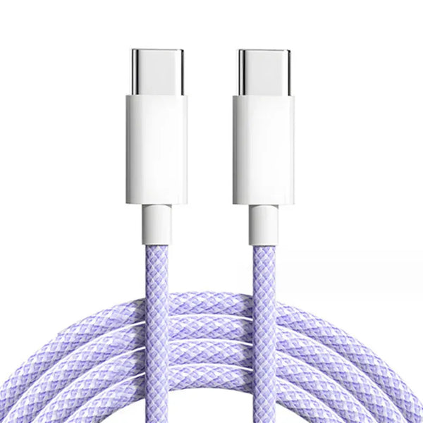 Type C charger Cable #237 = 20V USB C-C Braided Charge cable for iPhone 15 , 16 Series PURPLE