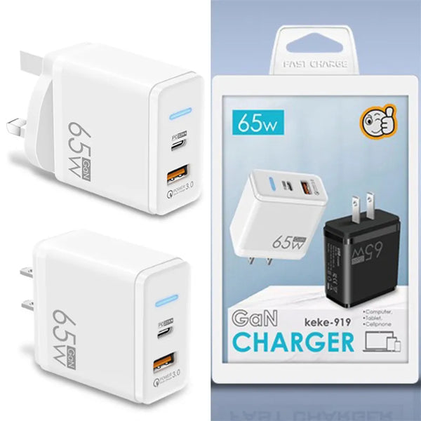 Power Adapter #240 =  65W TYPE-C +USB-A SUPER FAST Wall Charger