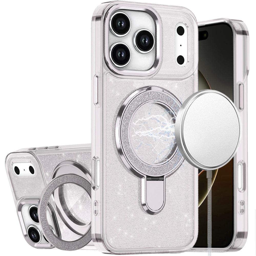 iPhone Case #248 = Transparent Glitter Rotaional Magnetic Ring