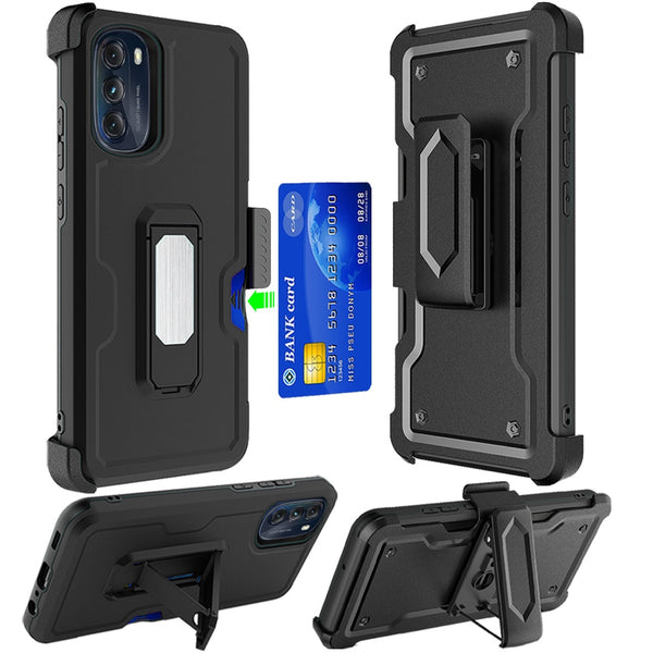 Moto Cases #26 = Moto CARD Holster with Kickstand Clip Hybrid Case Cover