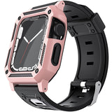 iWatch Accessories #26 = For Apple Watch Size 38/40/41mm Full Protection Tough Hybrid Watch Case + Band - Rose Gold