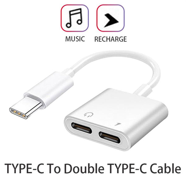 Aux / Video Cables #28 = 2 in 1 Type c to USB-C  C -Jack Audio Charger Splitter Adapter