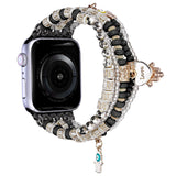 iWatch Accessories #35 = For Apple Watch Size 38/40/41mm Pearl Diamond Zinc Alloy Watch Band - Black