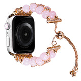 iWatch Accessories #39 = For Apple Watch Size 38/40/41mm Pearls Strand Beautiful Metal Watchband - Agate Pink