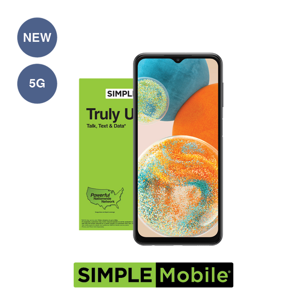 Service Phone Combo #423 =  New Samsung A23 5G CMDA lock + $25 Unlimited Plan Simple Mobile