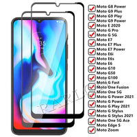 Tempered Glass Motorola #9 = 1pcs with border Moto G9 Play G8 Power E E7 Plus G10 G30 G50 G100