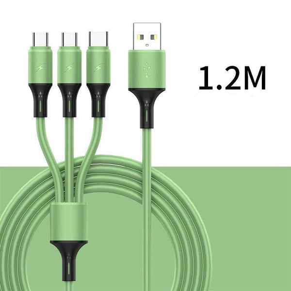phone charger Cable #168 = 3ft 3 in 1 Charging Data Cables USB-A to USB-C, Lighting, MICRO  Cable WHITE