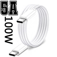 phone charger Cable #170 = 6ft 100W 5A Type  c  to c USB Cables FOR IPHONE 15, SAMSUNG WHITE