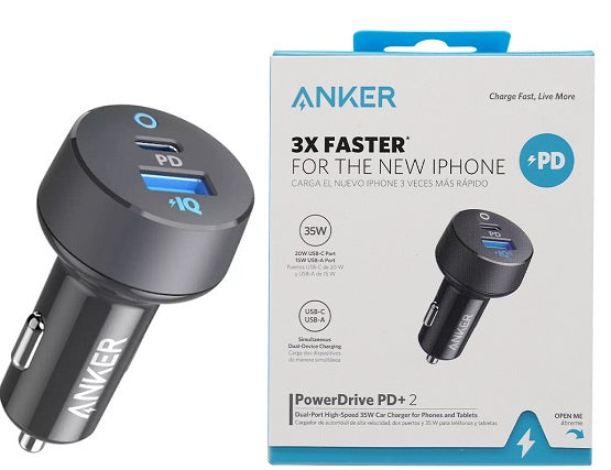 Type C Charger #152 =  ANKER 2 PORT 20W USB-C + 15W USB-A CAR CHARGER