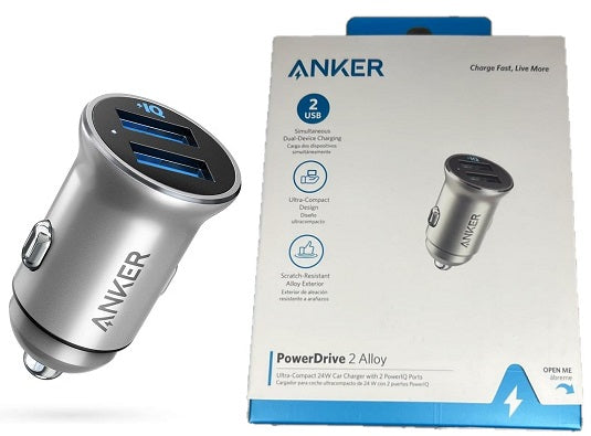 Type C Charger #134 = ANKER 2 PORT USB-A POWER DRIVE 24W CAR CHARGER