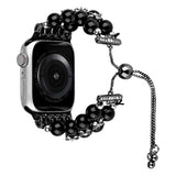 iWatch Accessories #38 = For Apple Watch Size 38/40/41mm Pearls Strand Beautiful Metal Watchband - Black