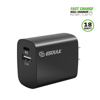 TRAVEL Charger #161 = 18W PD & 2.4A USB Wall Adapter