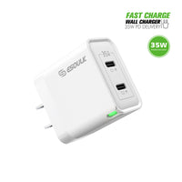 TRAVEL Charger #163 = 35W GaN DUAL USB-C WALL CHARGER WHITE