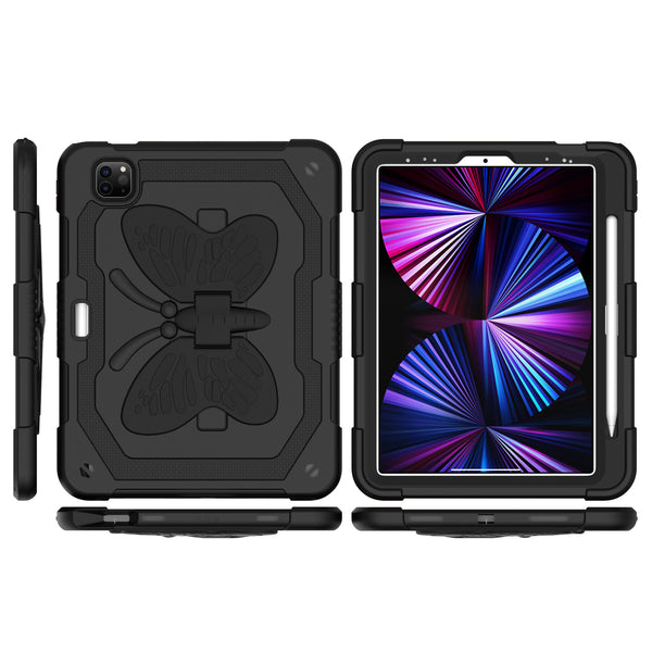 Tablet #111 = For Samsung Butterfly Kickstand 3in1 Tough Hybrid Case Cover with Shoulder Strap - B