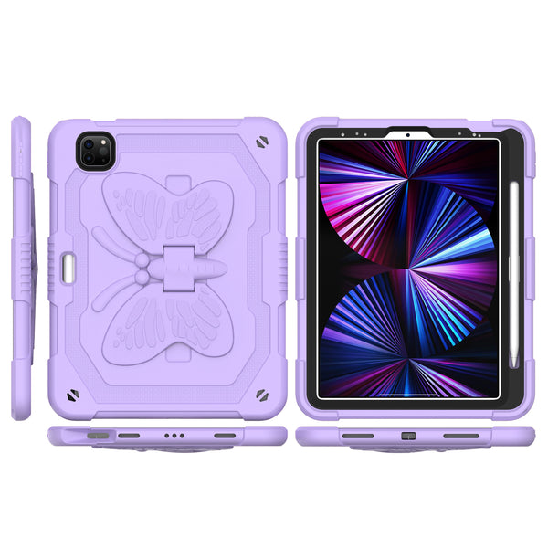Tablet #113 = For Samsung Butterfly Kickstand 3in1 Tough Hybrid Case Cover with Shoulder Strap - L