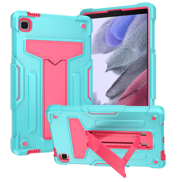 Tablet #110 = For Samsung Tablet Vertical 3in1 Tough Hybrid Kickstand - Teal/Hot Pink
