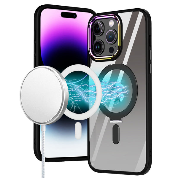 iPhone Case #133 =  Dazzle [Magnetic Circle] Kickstand Alloy Chrome Transparent Hybrid