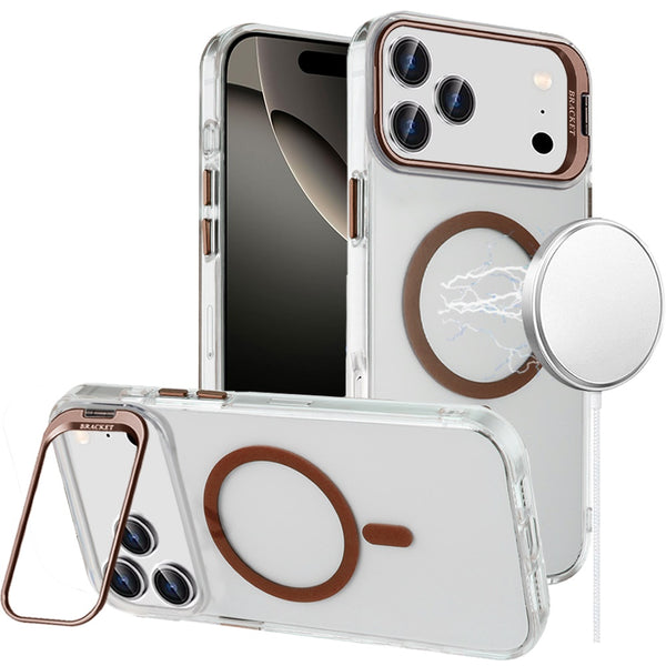iPhone Case #230 =  Transparent HQ Hybrid with Metallic Camera Stand Magnetic Ring Case
