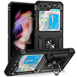 Samsung Case #103 = Samsung  Z Flip 5,4,3,2 Camera Push Magnetic Ring Stand Hybrid Case Cove