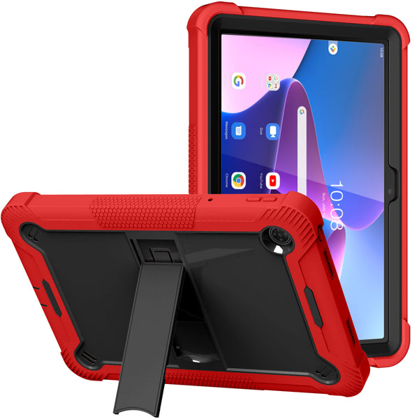 Tablet #123 = For Samsung Tough Tablet Strong Kickstand Hybrid Case Cover - Red