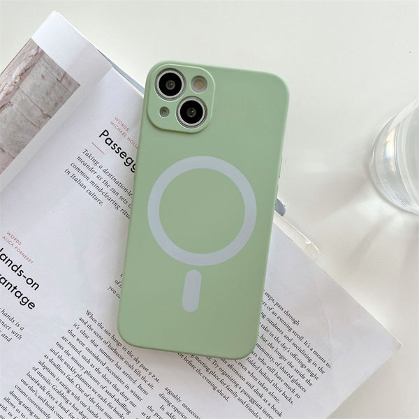 iPhone Case #180 = Liquid Silicone Magnetic Cases green for iPhone