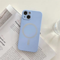 iPhone Case #182 = Liquid Silicone Magnetic Cases baby blue for iPhone