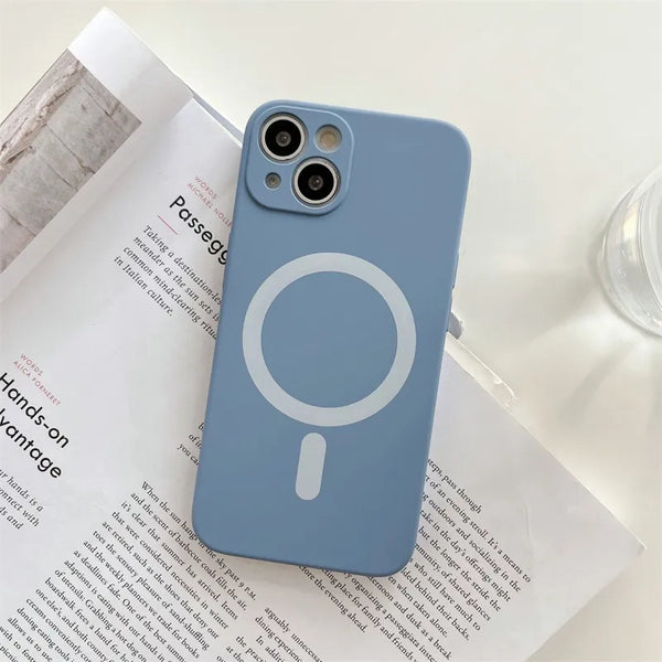 iPhone Case #184 = Liquid Silicone Magnetic Cases light blue for iPhone