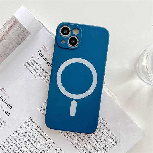 iPhone Case #185 = Liquid Silicone Magnetic Cases dark blue for iPhone
