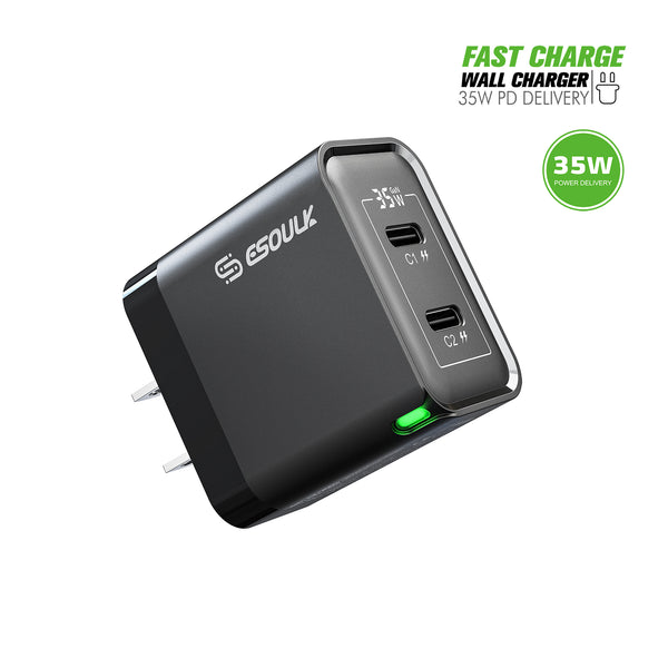 Charger Power Adapter #238 = 35W GaN DUAL USB-C WALL CHARGER black