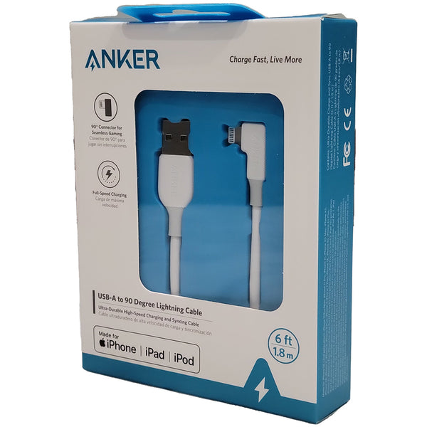 Iphone charger cable #141 = anker 6ft USB-A TO 90DEGREE  ;LIGHTING CABLE