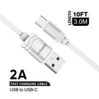 Type C Charger #76 = Loose 10 Feet USB to TYPE C Cable - White